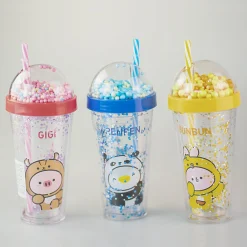 Borraccia Gigi Rosa Con Cannuccia (420Ml)*MINISO Sale