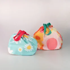 Borsa Porta Pranzo Fantasia Fiori - Azzurro*MINISO Outlet