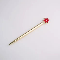 Penna Oro Con Fiore Mobile*MINISO Best
