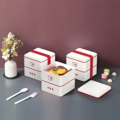 Porta Pranzo Hello Kitty Apple Due Piani Con Posate*MINISO Hot