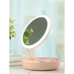 Specchio Rosa Da Tavolo Girevole A 360° Con Led*MINISO Hot