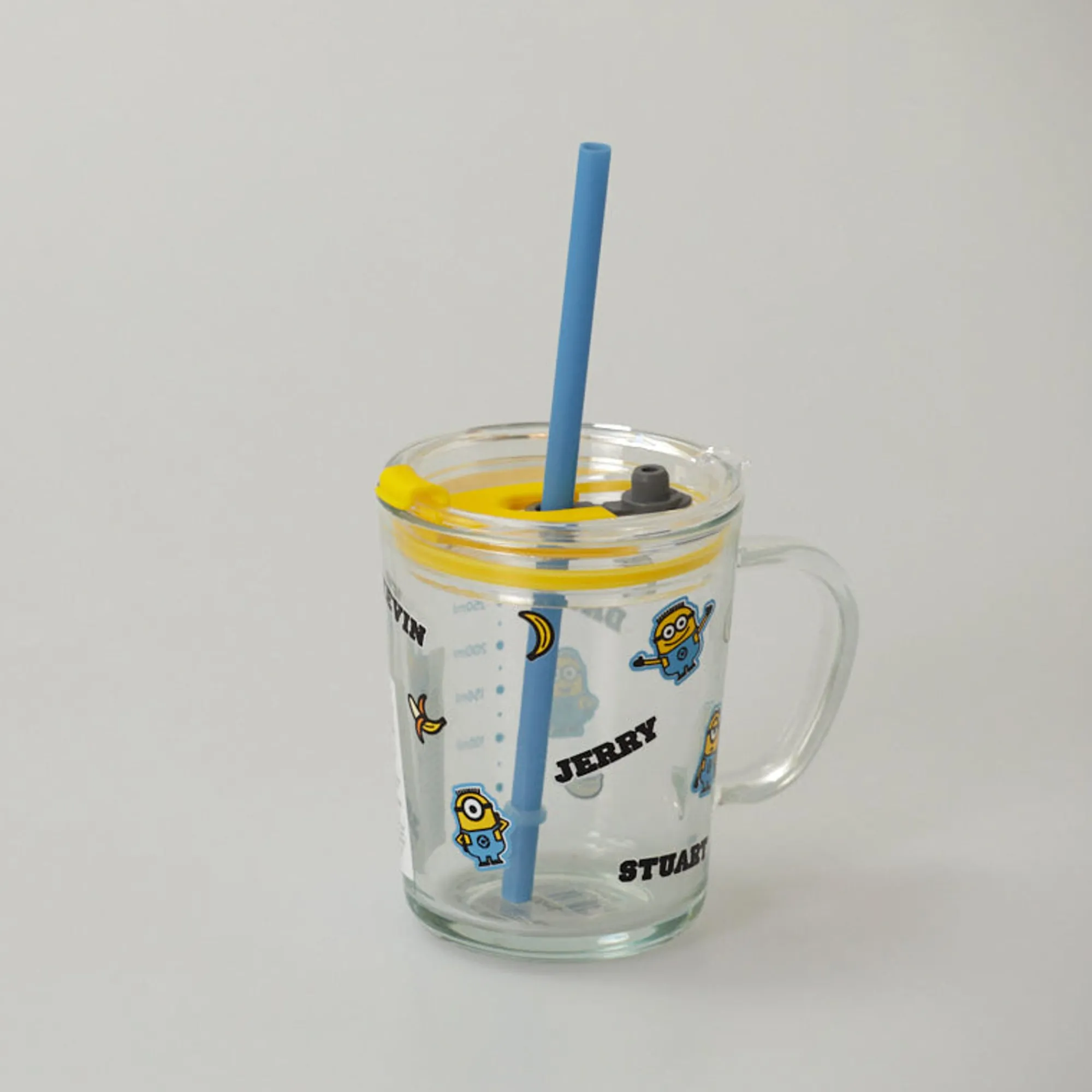 Tazza In Vetro Con Cannuccia - Minions (1Pz) (400Ml)*MINISO