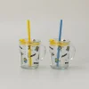 Tazza In Vetro Con Cannuccia - Minions (1Pz) (400Ml)*MINISO New