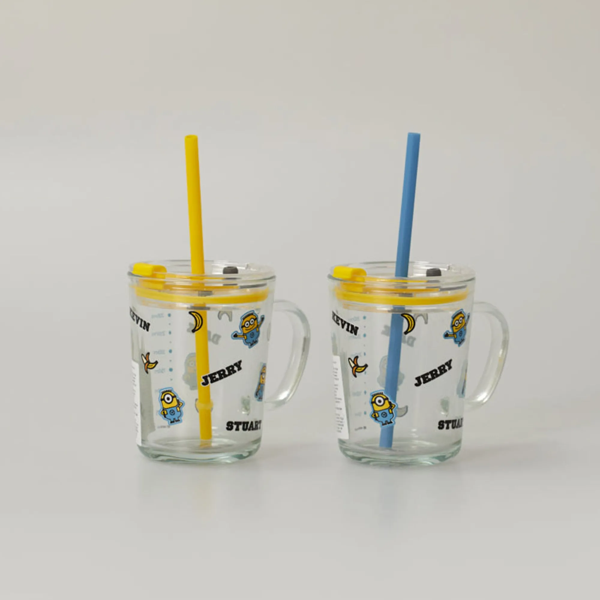 Tazza In Vetro Con Cannuccia - Minions (1Pz) (400Ml)*MINISO New